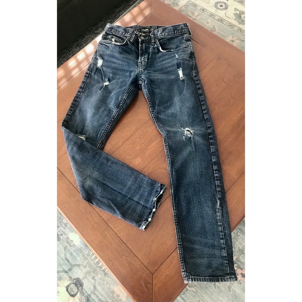 Old Navy Slim Built-In Tough Distressed Dark Wash Jeans Mens 29x30